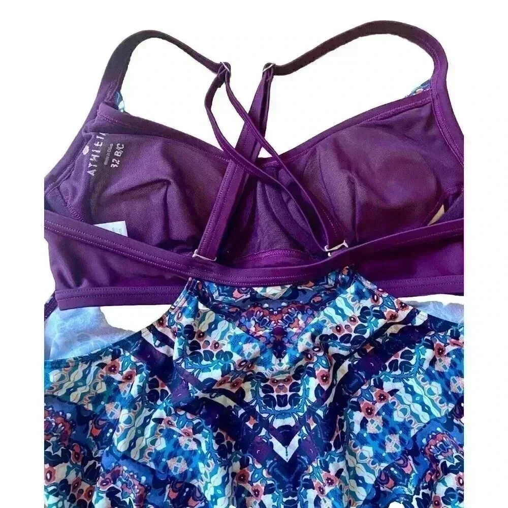 Athleta Swimsuit Marrakesh Side Scrunch Tankini Swim Top Size‎ 32 B/C UPF+50